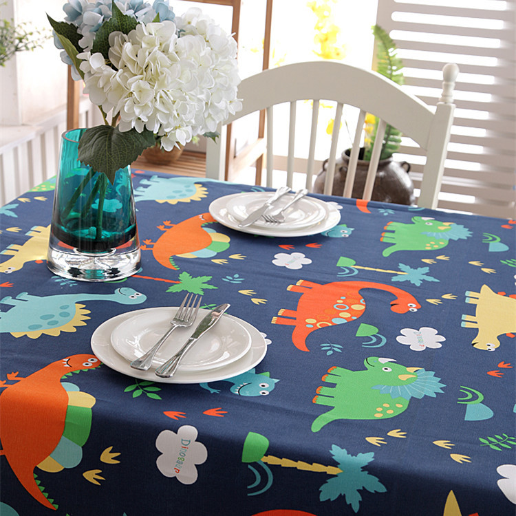 Dinosaur Printed Thick Cotton Tablecloth