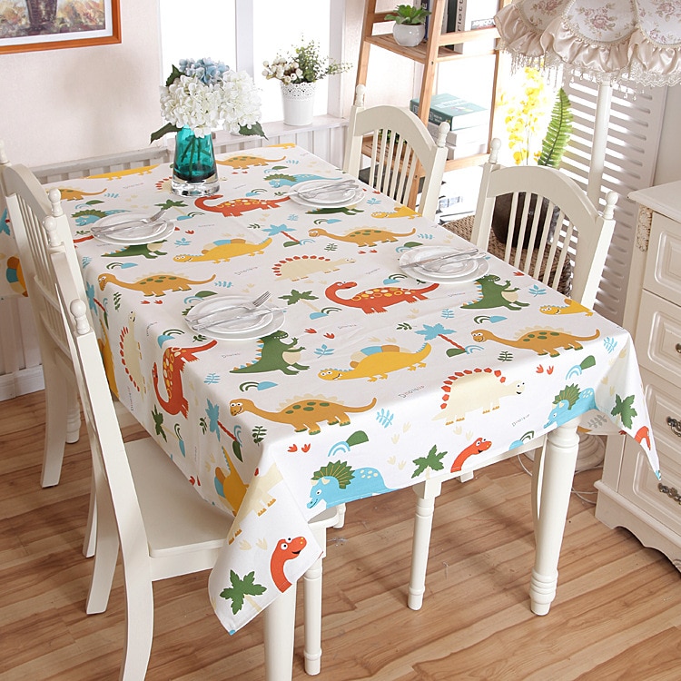 Dinosaur Printed Thick Cotton Tablecloth