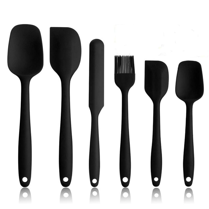 Solid Black Silicone Utensils 6 Pcs Set