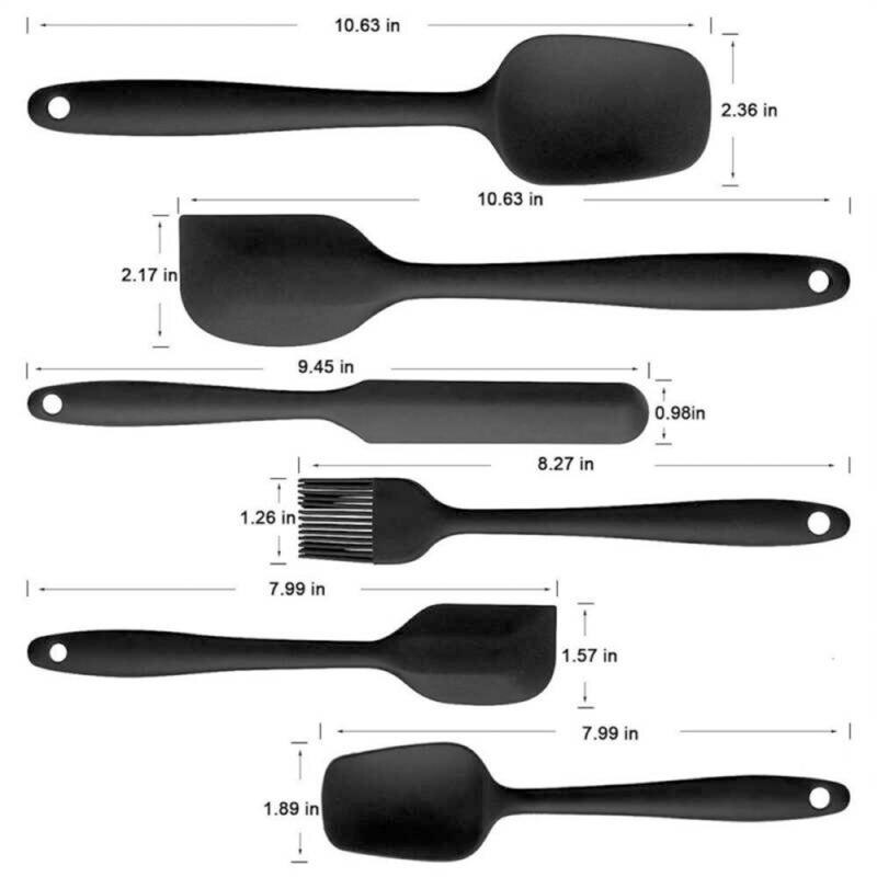 Solid Black Silicone Utensils 6 Pcs Set