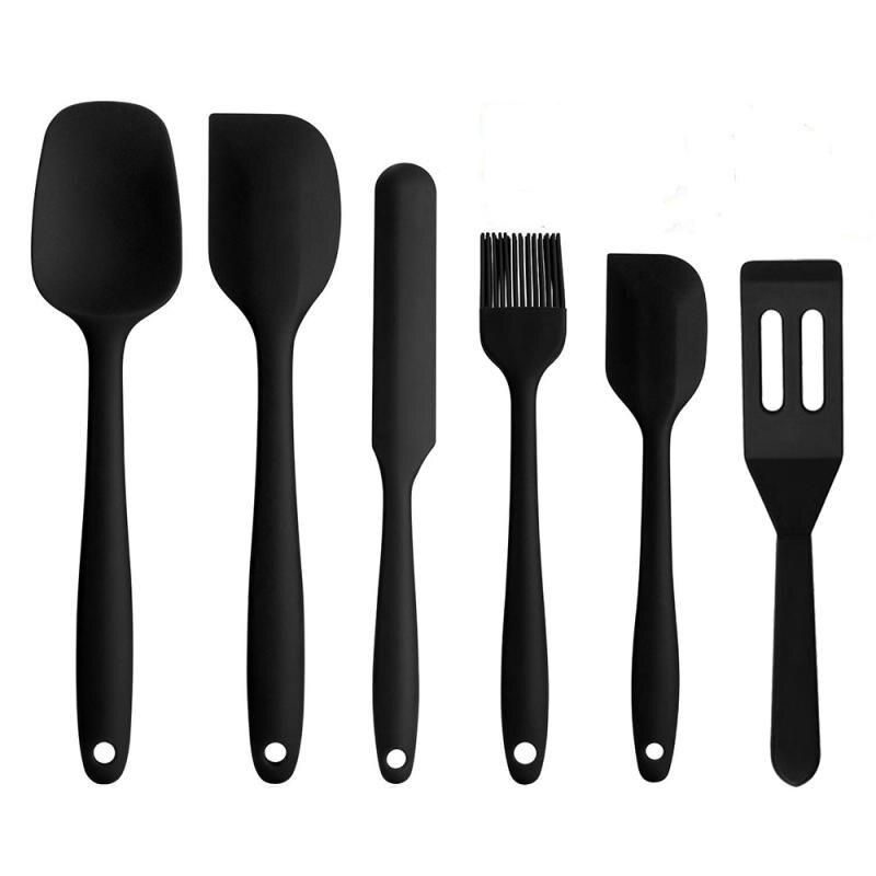 Solid Black Silicone Utensils 6 Pcs Set