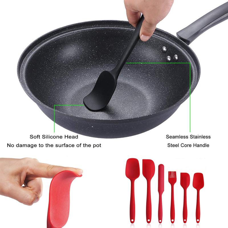 Solid Black Silicone Utensils 6 Pcs Set