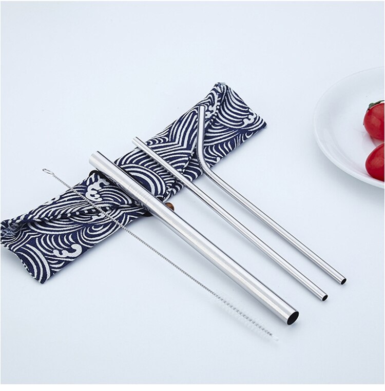 Metal Drinking Straws with Cleaning Brush