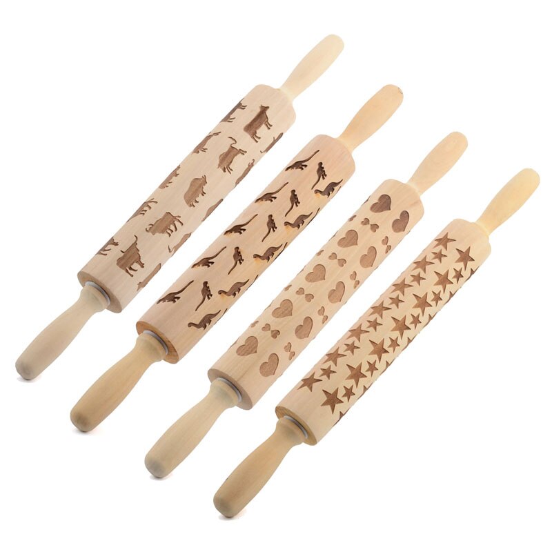 Patterned Wooden Rolling Pin