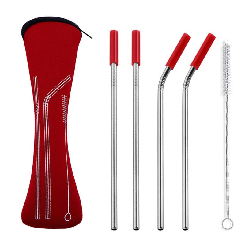 Reusable Stainless Steel Drinking Straws 6 pcs Set
