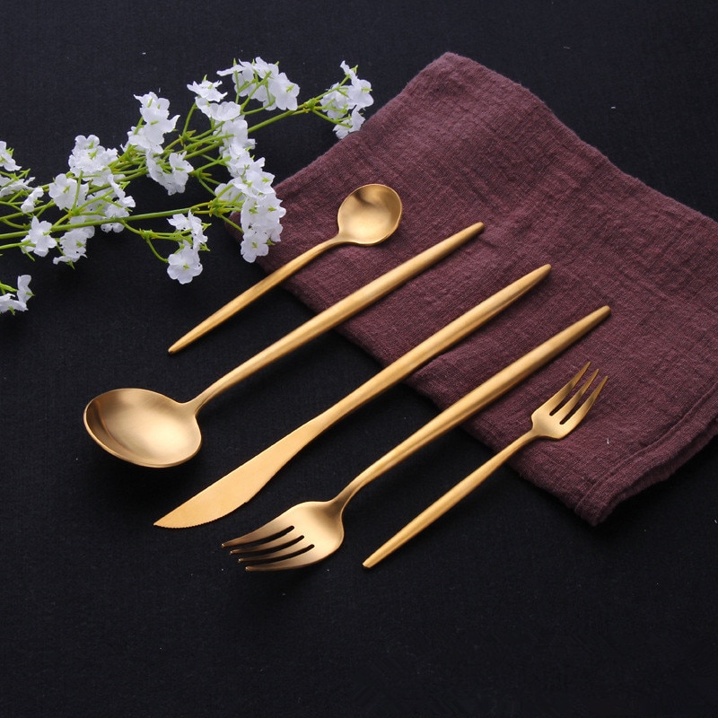 Stainless Steel Cutlery Set in Gold