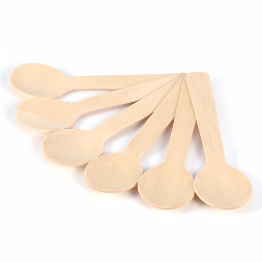 Wooden Disposable Dessert Spoons 100 pcs/Set