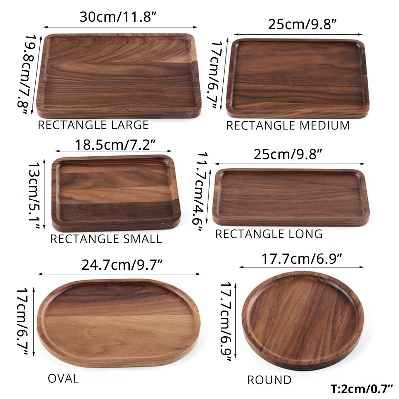 Wooden Serving Tray in 2 Shapes