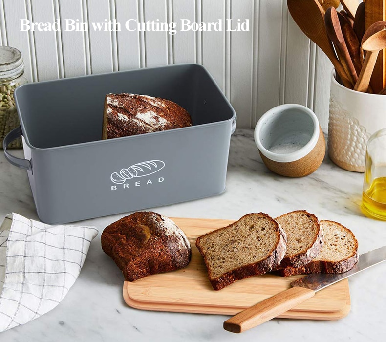 Bread Box with Bamboo Cutting Board