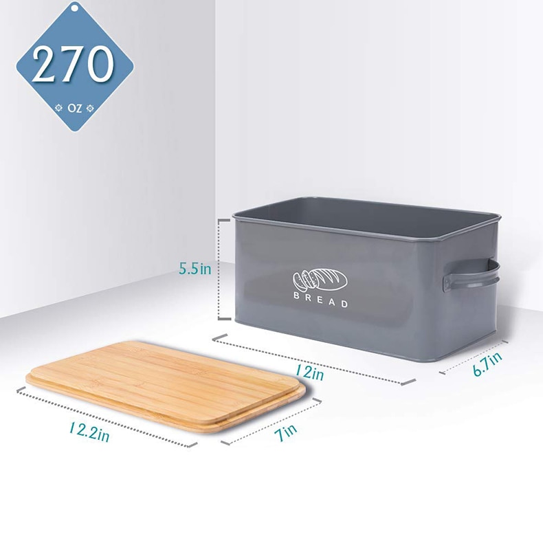 Bread Box with Bamboo Cutting Board