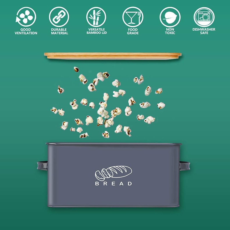Bread Box with Bamboo Cutting Board