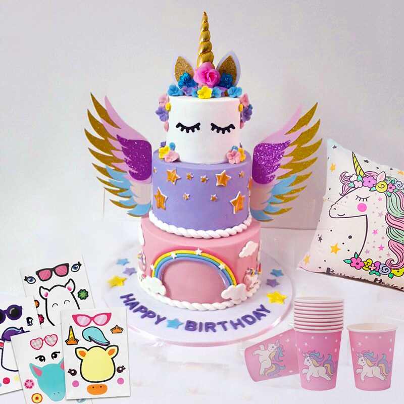 Unicorn Patterned Cake Decorations Set