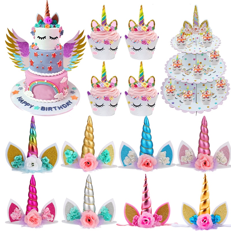 Unicorn Patterned Cake Decorations Set