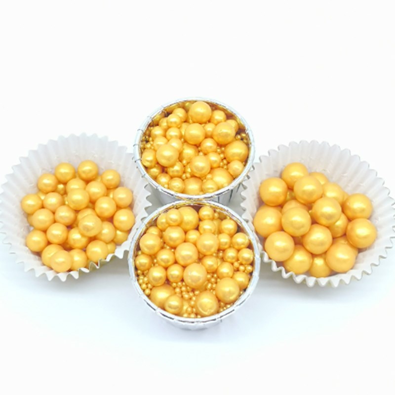 Golden Pearl Sprinkles in Different Sizes Golden Pearl Sprinkles in Different Sizes