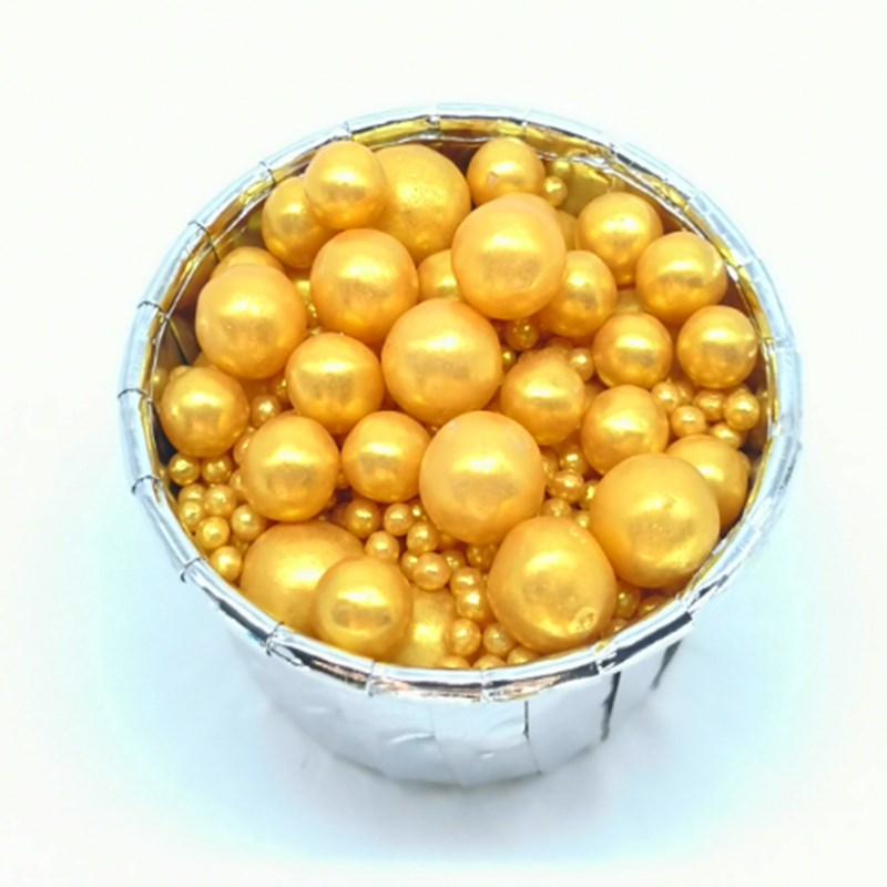 Golden Pearl Sprinkles in Different Sizes Golden Pearl Sprinkles in Different Sizes