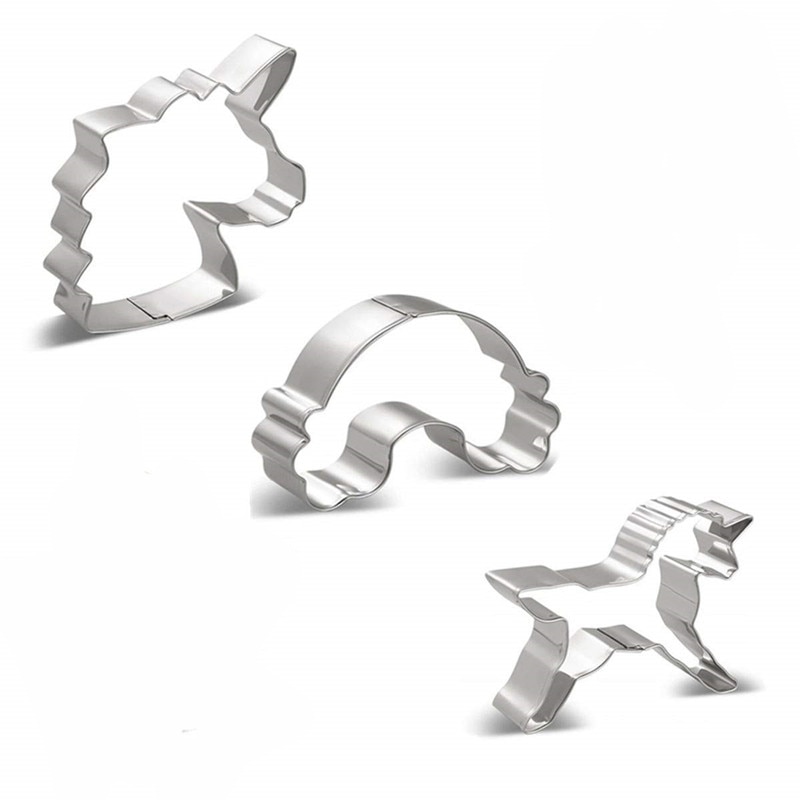 Three Cookie Cutters in Shape of Unicorn
