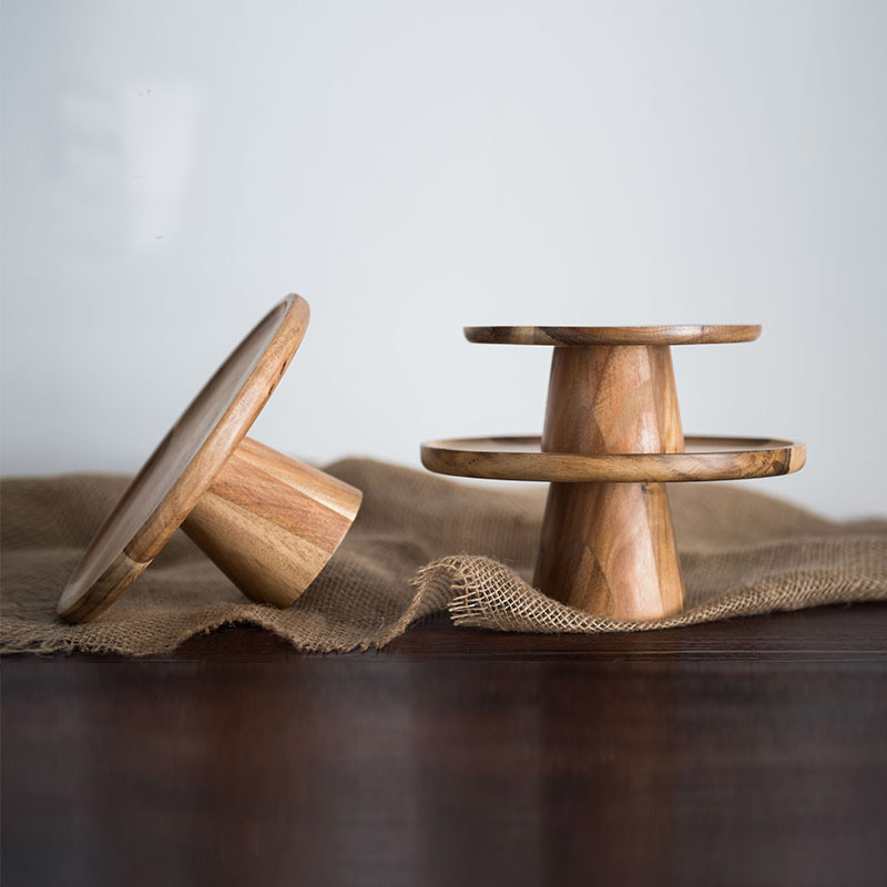 Elegant Wooden Cake Tray