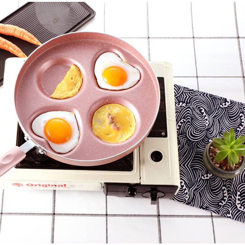 Pink / Black  Round Aluminum Alloy Omelette Pan
