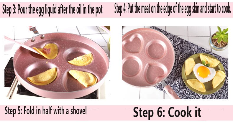 Pink / Black  Round Aluminum Alloy Omelette Pan