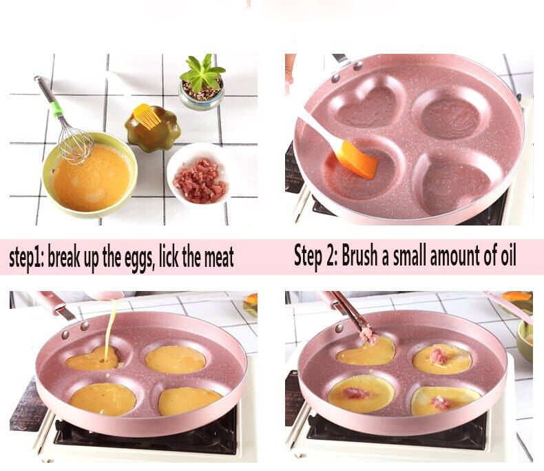 Pink / Black  Round Aluminum Alloy Omelette Pan