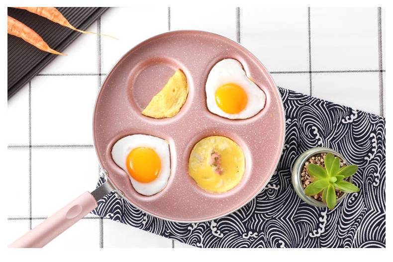 Pink / Black  Round Aluminum Alloy Omelette Pan