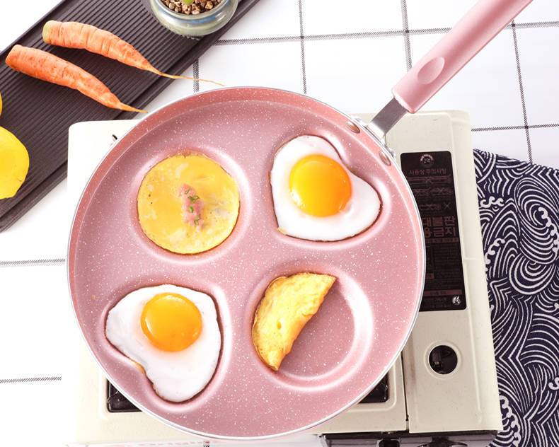 Pink / Black  Round Aluminum Alloy Omelette Pan