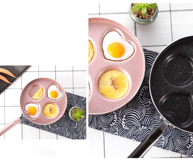 Pink / Black  Round Aluminum Alloy Omelette Pan
