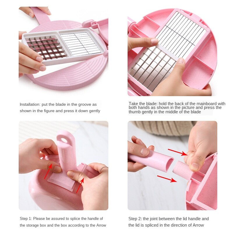 Manual Kitchen Pink Vegetable / Fruit Cutter