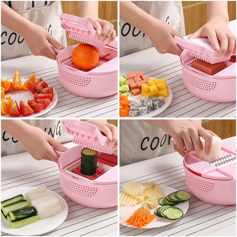 Manual Kitchen Pink Vegetable / Fruit Cutter