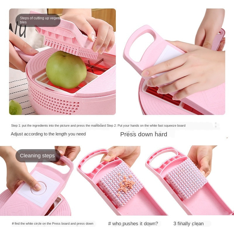 Manual Kitchen Pink Vegetable / Fruit Cutter