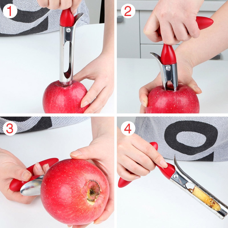 Red Kitchen Steel Fruit / Vegetable Corer